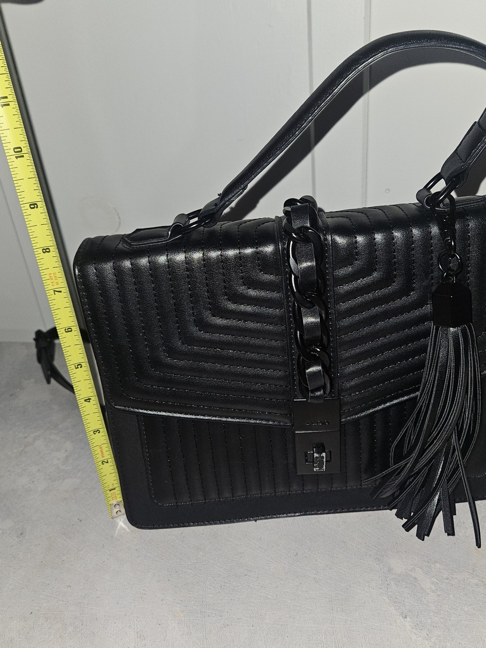 ALDO Quilted Black Chain Top-Handle Shoulder Bag - Picture 8 of 8